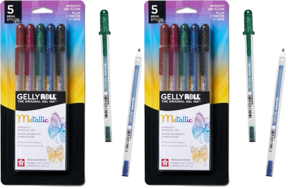 Sakura Gelly Roll Metallic Gel Pens, Colored Metallic, Medium Line, 10 Pack