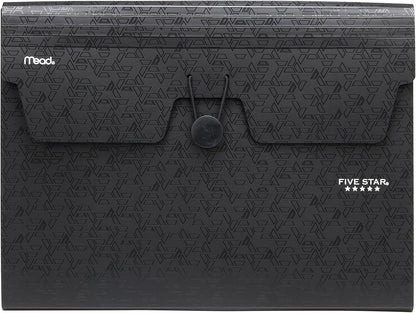 Five Star Expanding File Organizer, 6-Pocket Accordian File Organizer, Bungee Closure, Holds 8-1/2" x 11" Paper, Black (72391)