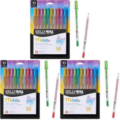 Sakura Gelly Roll Metallic Gel Pens, Colored Metallic, Medium Line, 10 Pack