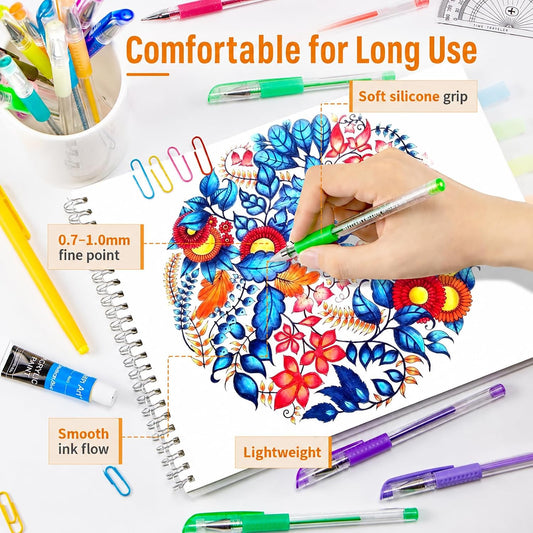 Gel Pens for Adult Coloring Books, 30 Colors Fine Point Gel Marker Pens