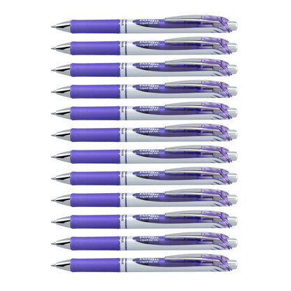 Pentel EnerGel RTX Retractable Liquid Gel Pen, (0.7mm) Medium Line, Metal Tip, Black Ink, Box of 12 (BL77-A)