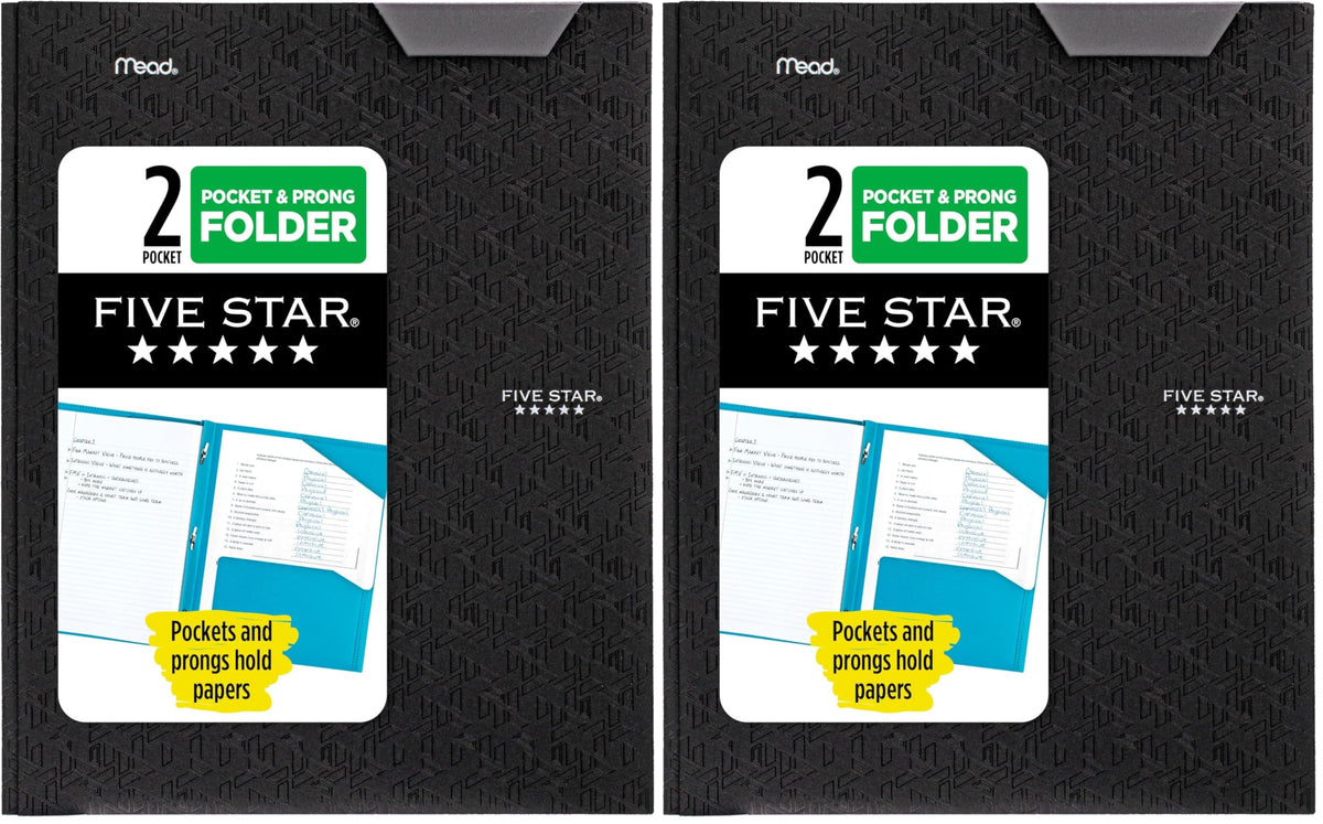 Five Star 2-Pocket Folder, Plastic Folder with Stay-Put Tabs and Prong Fasteners, Holds 8-1/2" x 11" Paper, Forest Green (72111)