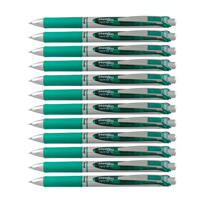 Pentel EnerGel RTX Retractable Liquid Gel Pen, (0.7mm) Medium Line, Metal Tip, Black Ink, Box of 12 (BL77-A)