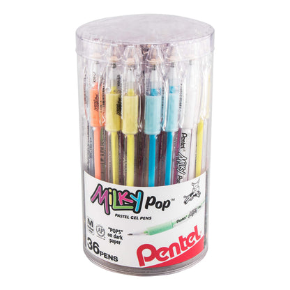 Pentel Arts Milky Pop Pastel Gel Pen, 0.8mm Medium Line, Assorted Colors, Pack of 8 (K98PABP8M)