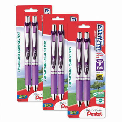 Pentel EnerGel Deluxe RTX Retractable Liquid Gel Pen, 0.7mm, Metal Tip, Blue Ink, 2 Pack (BL77BP2C)