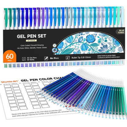 Shuttle Art 50 Pack Metallic Gel Pens, 25 Metallic Gel Pens Set with 25 Refills Perfect for Adult Coloring Books Doodling Drawing Art Markers