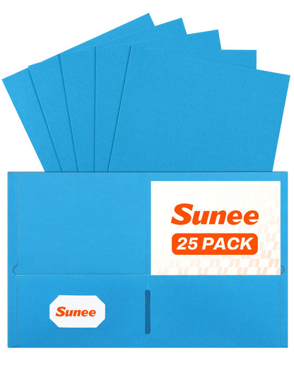 SUNEE Folders with Pockets(25 Pack, Black), 2 Pocket Folders Fit Letter Size Paper, Paper File Folder for School Office Home Bussiness