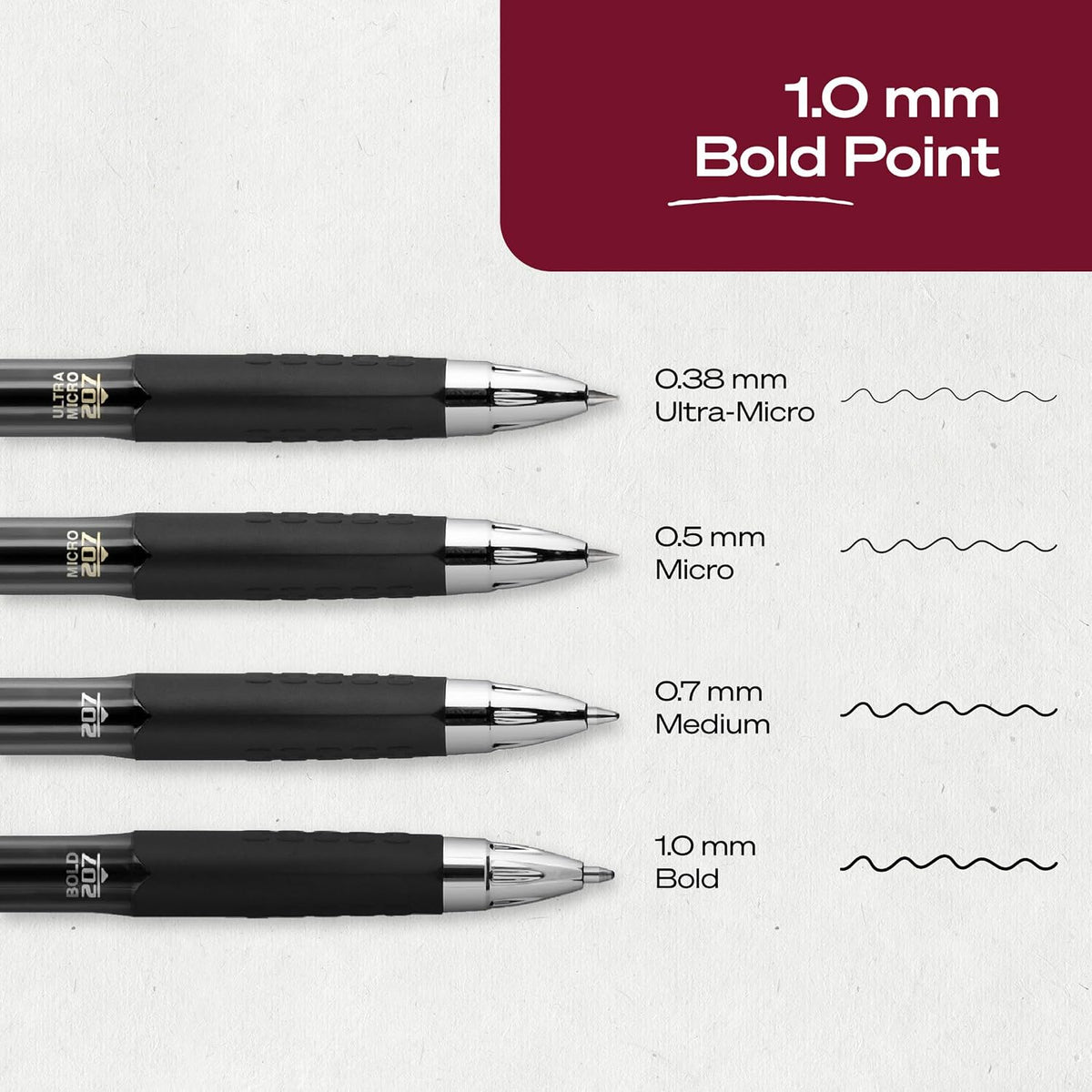 uniball™ 207 Gel Pens, Black Ink, 1.0mm Bold Point, Retractable, 12 Count