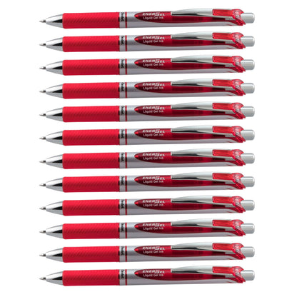 Pentel EnerGel RTX Retractable Liquid Gel Pen, (0.7mm) Medium Line, Metal Tip, Black Ink, Box of 12 (BL77-A)