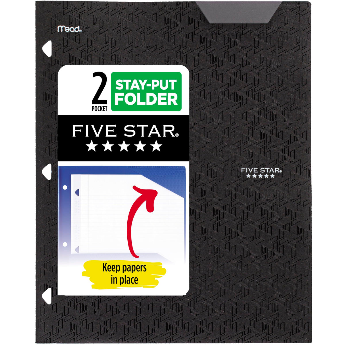 Five Star 2-Pocket Folder, Plastic Folder with Stay-Put Tabs, Fits 3-Ring Binder, Holds 8-1/2" x 11" Paper, Amethyst Purple (333420I-ECM)