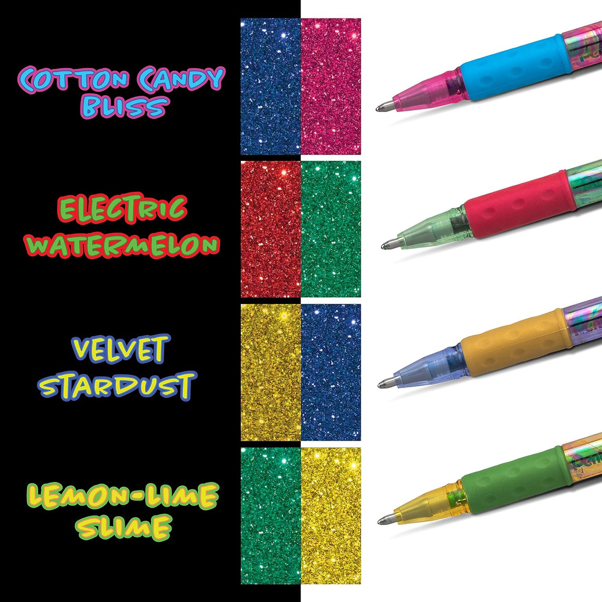 Pentel Arts Krazy Pop Iridescent Gel Pen, (1.0mm) Bold Line, Assorted Ink, Pack of 4 (K91PABP4M3)