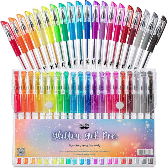 Mr. Pen- Glitter Gel Pens, 20 Colors, Glitter Pens Fine Bullet Tip