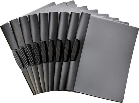 Amazon Basics Report Covers with Clip, Clear Front Presentation Folders, 9 x 11.45 inches, Grey, Pack of 10