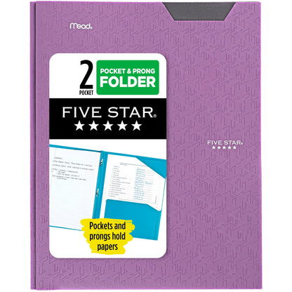 Five Star 2-Pocket Folder, Plastic Folder with Stay-Put Tabs and Prong Fasteners, Holds 8-1/2" x 11" Paper, Forest Green (72111)