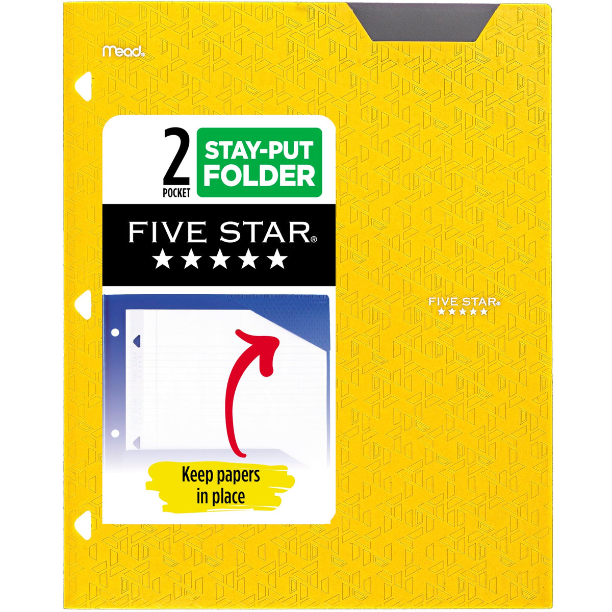 Five Star 2-Pocket Folder, Plastic Folder with Stay-Put Tabs, Fits 3-Ring Binder, Holds 8-1/2" x 11" Paper, White (333420I-ECM)