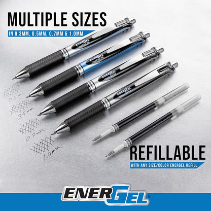 Pentel EnerGel RTX Retractable Liquid Gel Pen, 0.7mm, Chill Hue, Turquoise, Green, and Lime Green Ink, Pack of 3 Pens (BL77CHIBP3M)